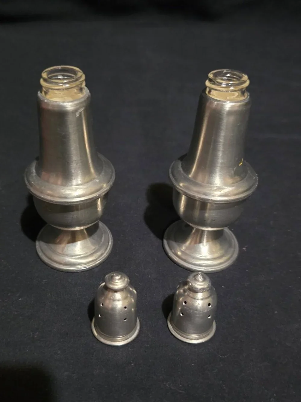 Vtg Empire Pewter Weighted Salt and Pepper Shaker Set #742